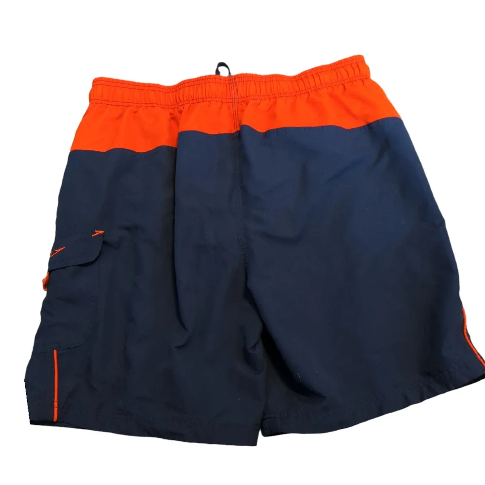 SPEEDO Navy Blue Orange Men's Swim Trunks XXL Summer Vacation